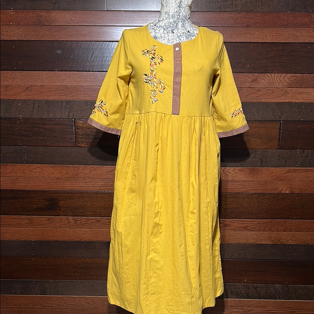 NWOT Wei Wei Golden Yellow Embroidered Maxi Dress